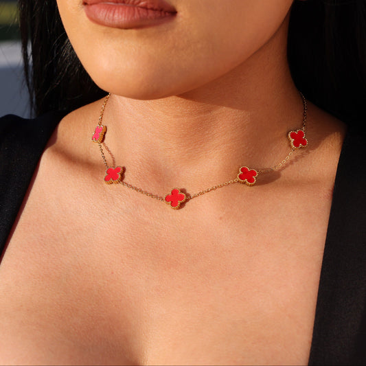 Red Clover Necklace - Gold