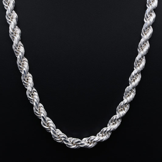 10mm Solid Diamond Cut Rope Chain - 925 Silver