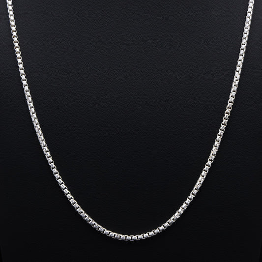 3mm Round Box Chain - 925 Silver