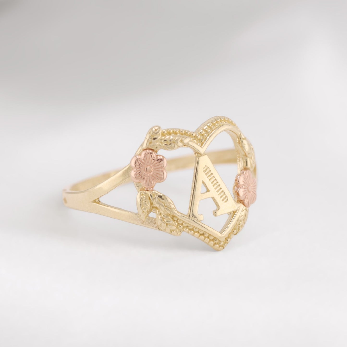 Heart Initial Ring - 14k Gold
