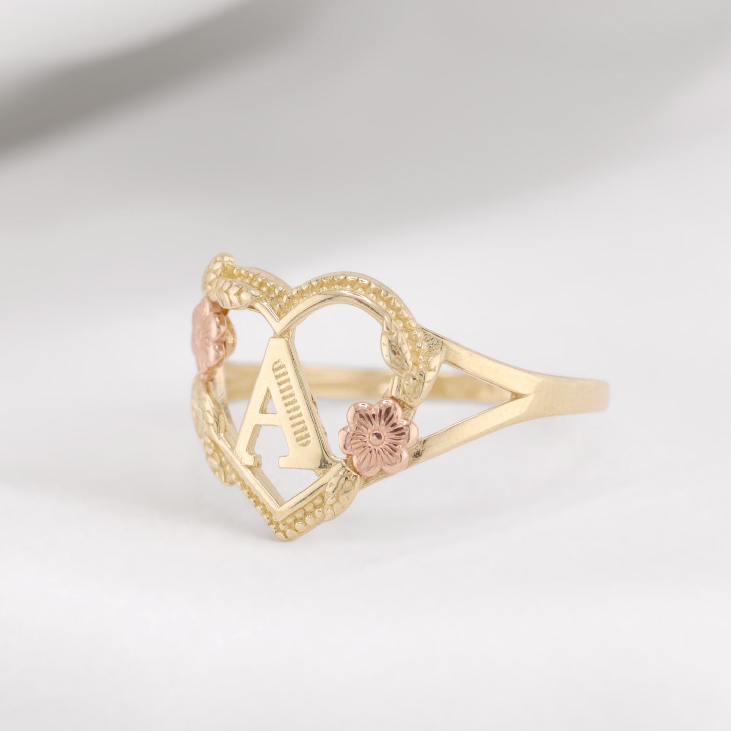 Heart Initial Ring - 14k Gold