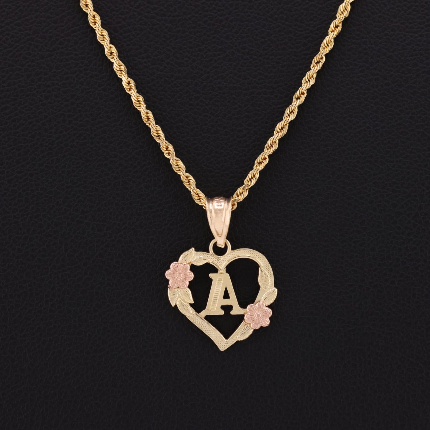 Heart Initial Letter Pendant - 14k Gold