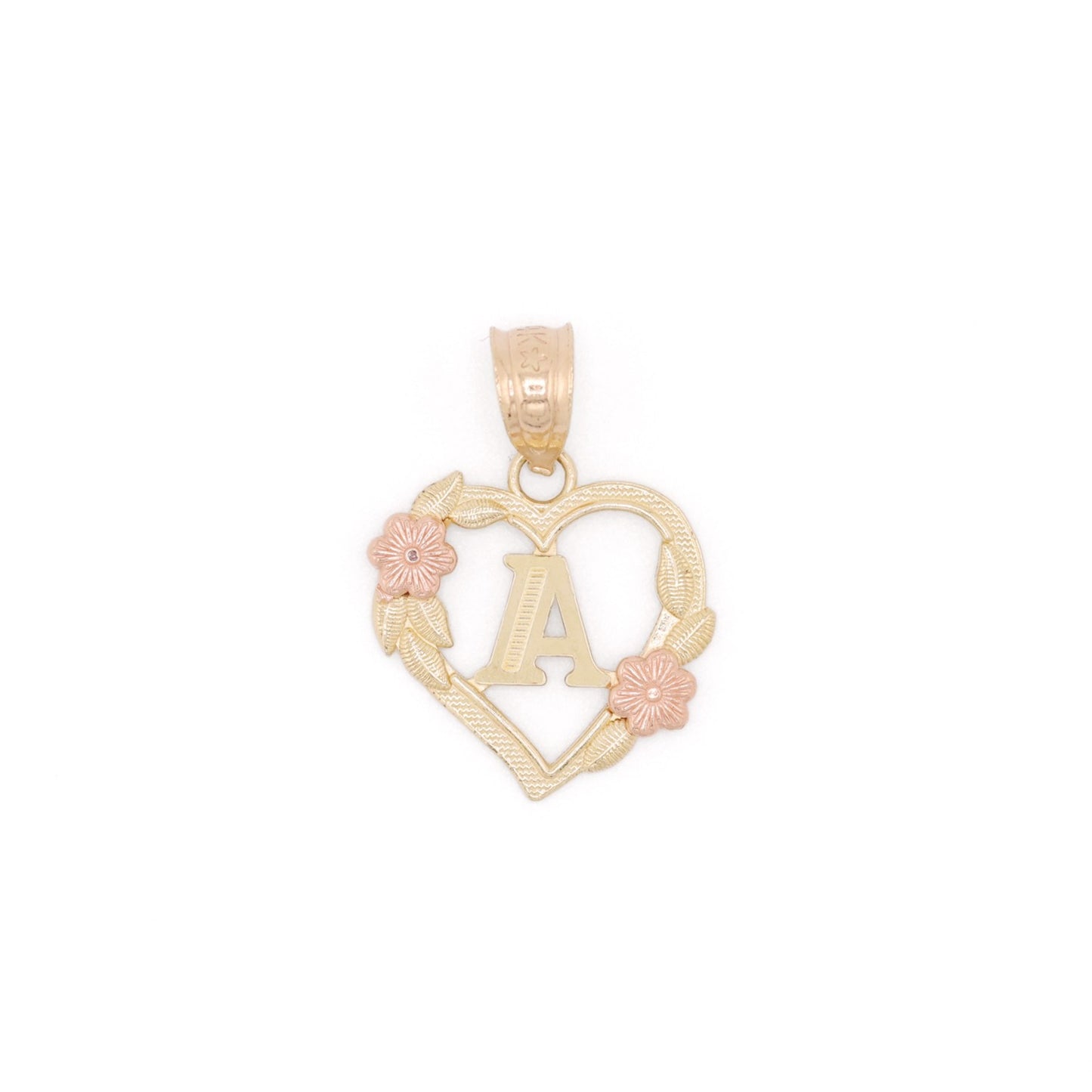 Heart Initial Letter Pendant - 14k Gold