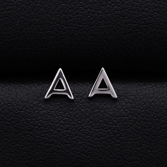 Small Initial Stud Earrings - 925 Silver