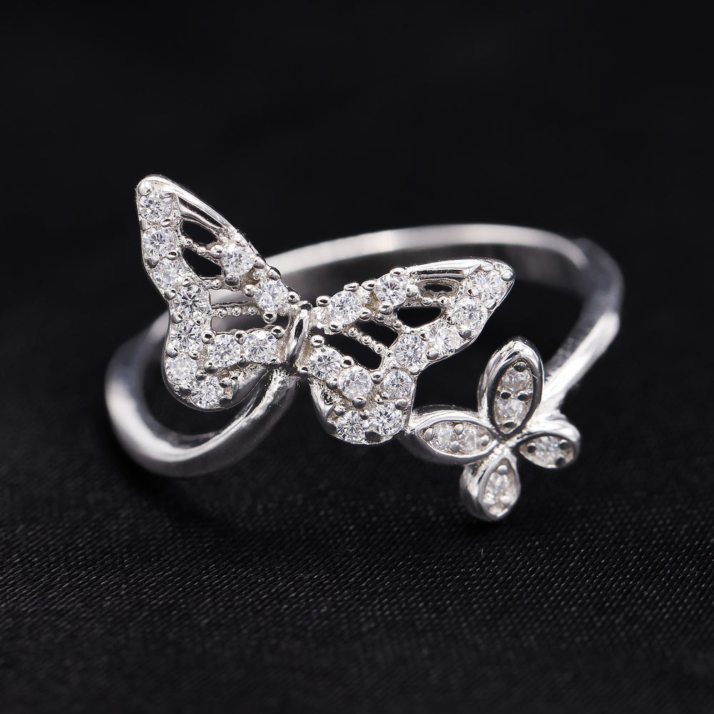 Iced Butterfly Ring - 925 Silver