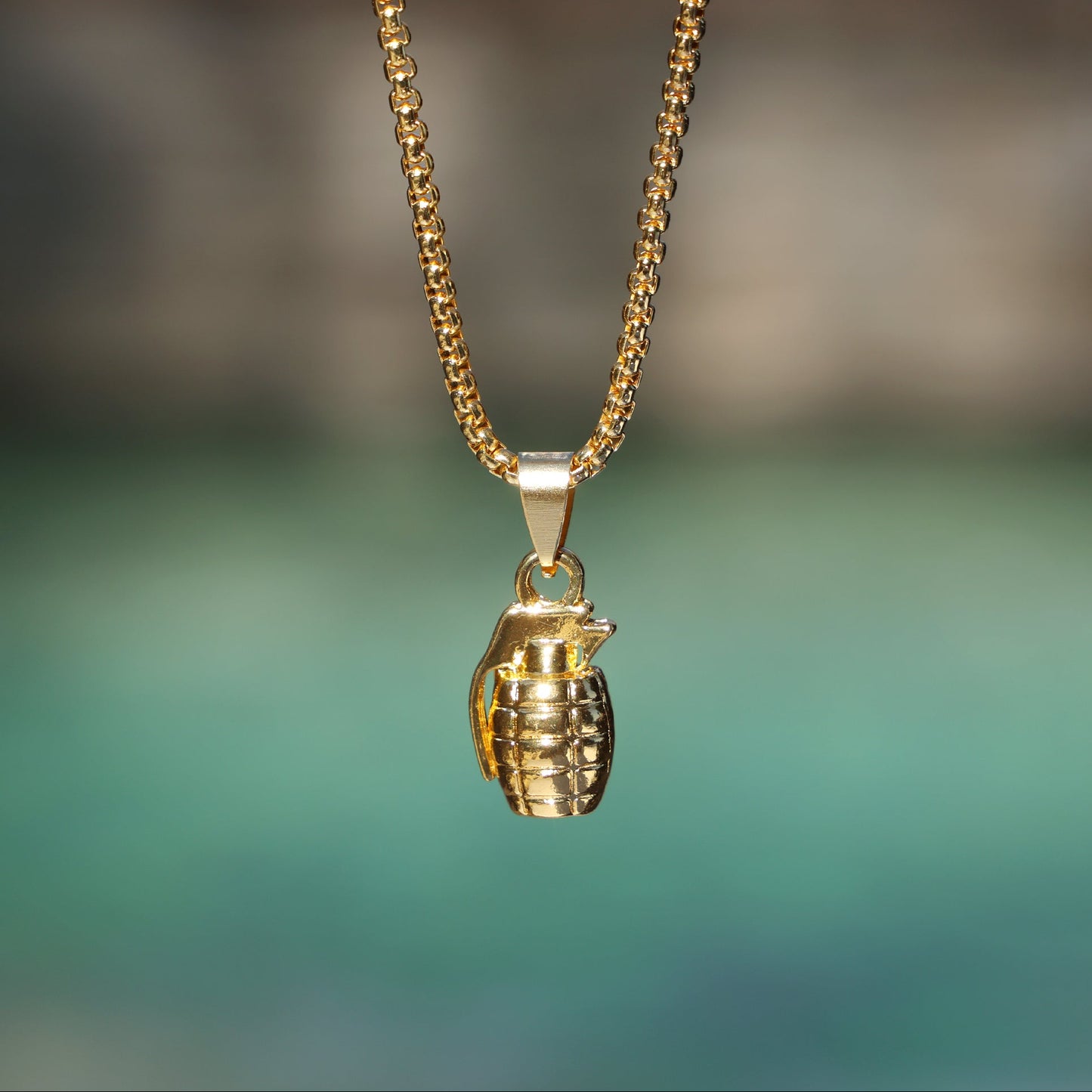 Grenade Pendant - Gold