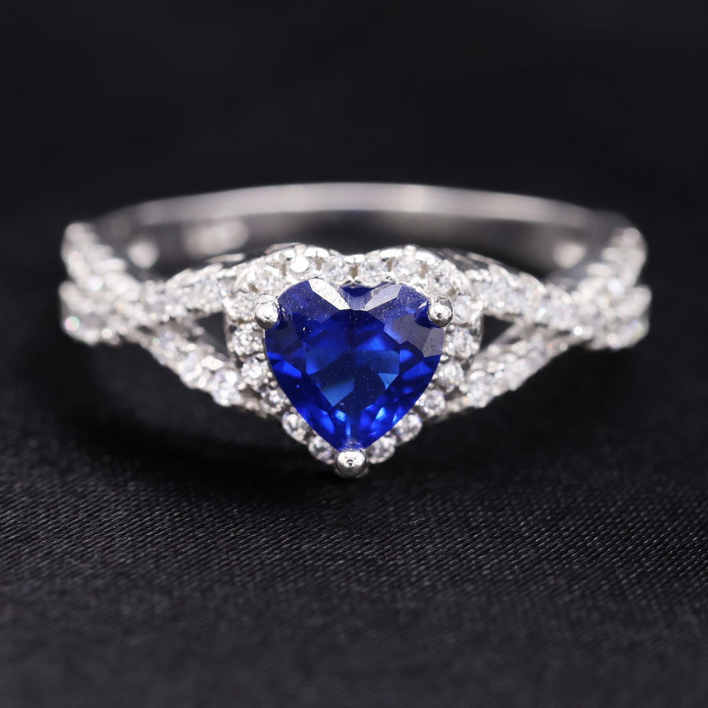 Blue Heart Infinity CZ Diamond Ring - 925 Silver