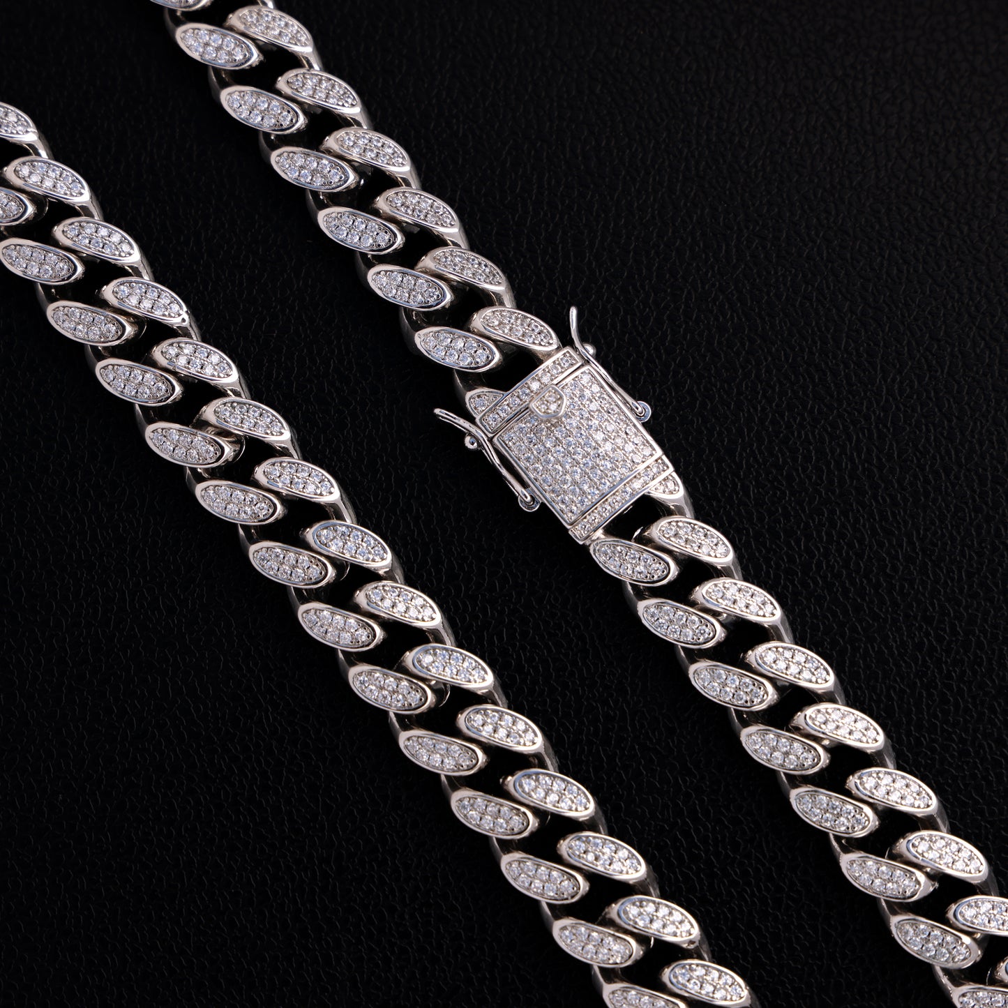 12mm Iced Out Miami Cuban Chain - White Gold