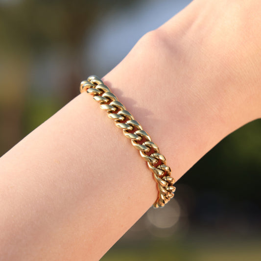 8mm Miami Cuban Bracelet - Gold