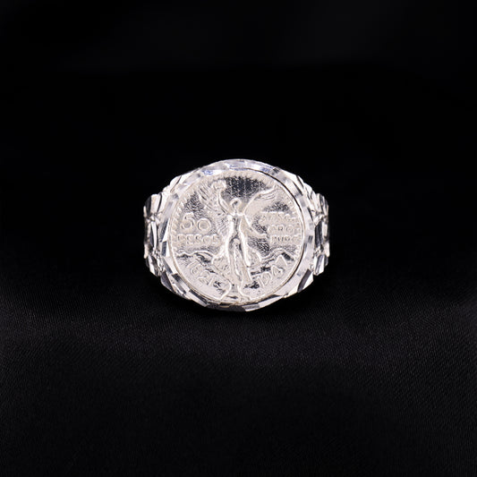 Large Round Centenario Nugget Ring - 925 Silver