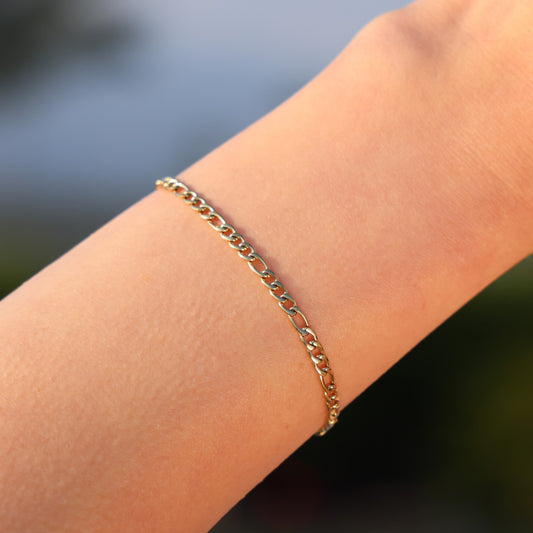 3mm Figaro Bracelet - Gold