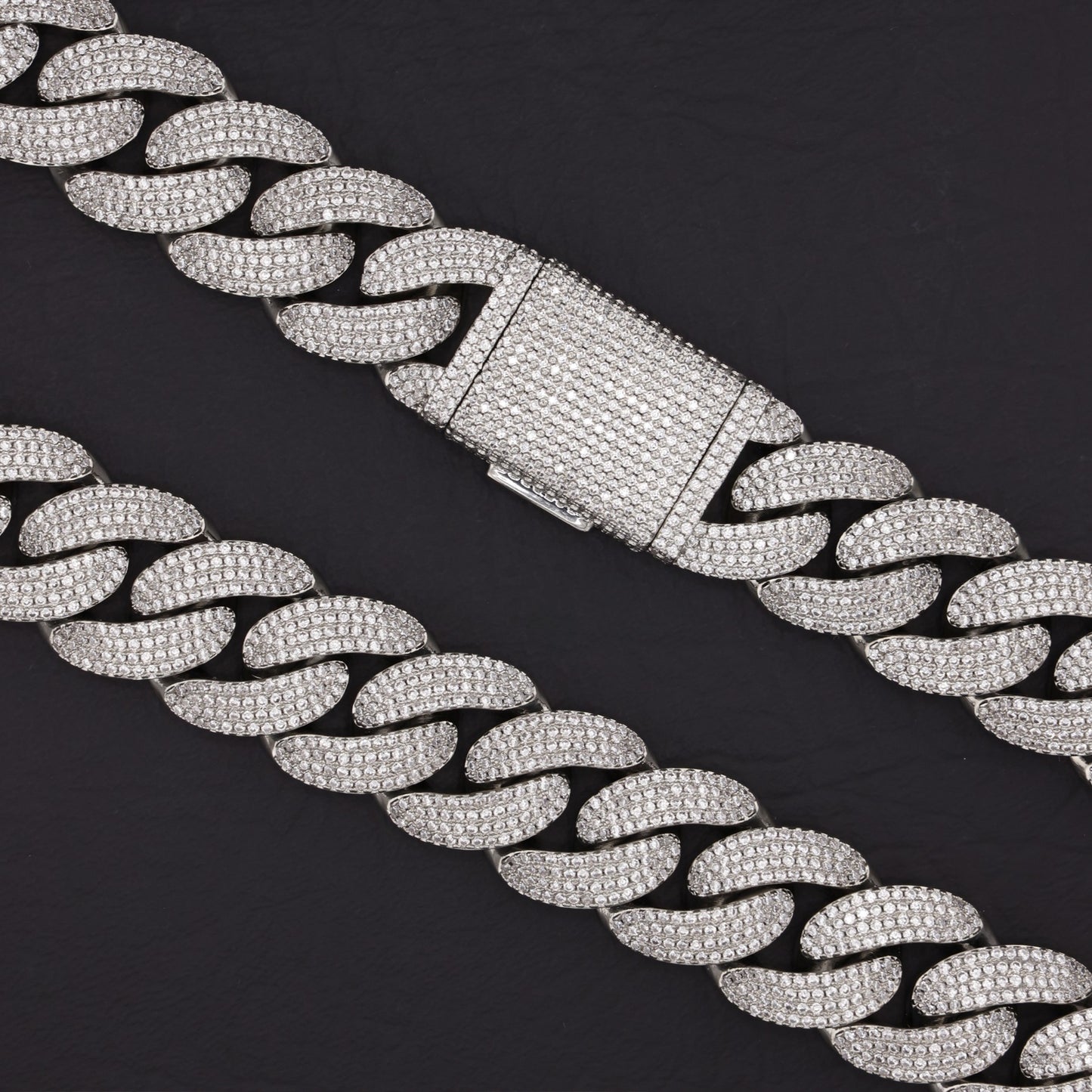 20mm Iced Out Cuban Chain - White Gold