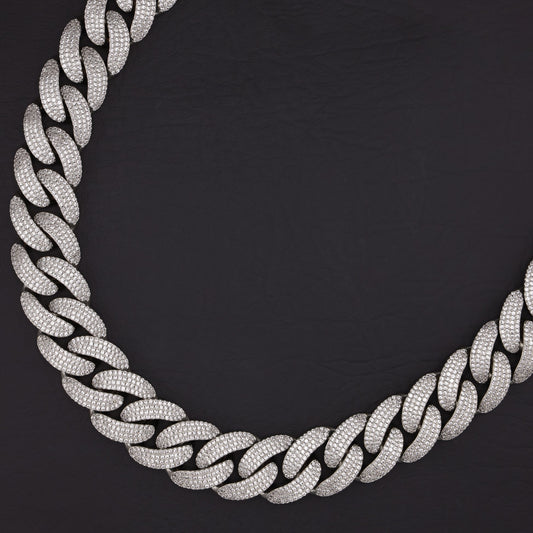20mm Iced Out Cuban Chain - White Gold