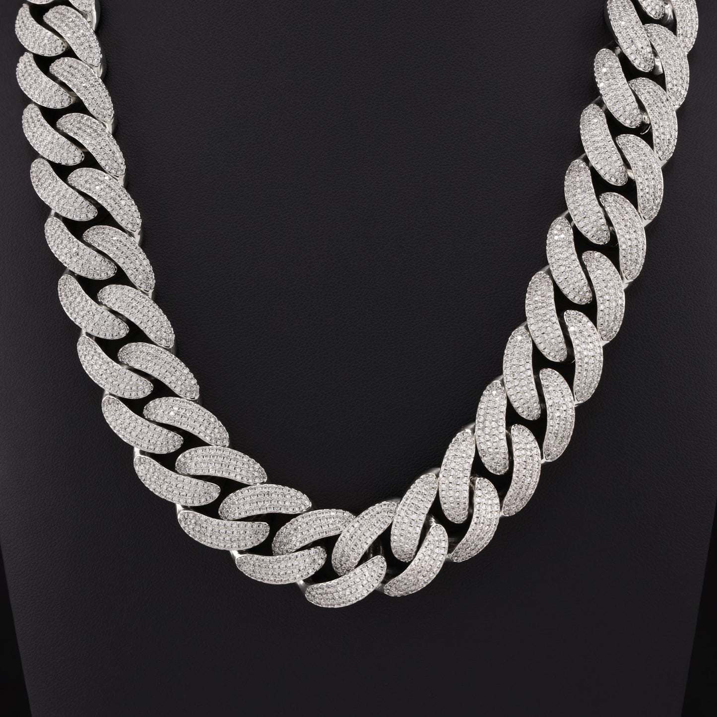 20mm Iced Out Cuban Chain - White Gold