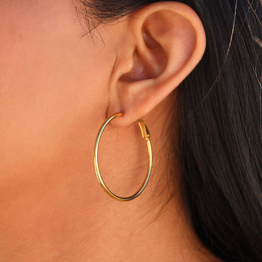 40mm Hoop Earrings - Gold