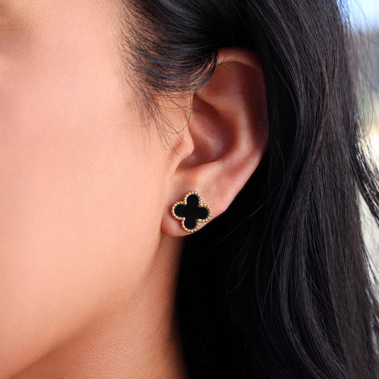 Black Clover Earrings - Gold