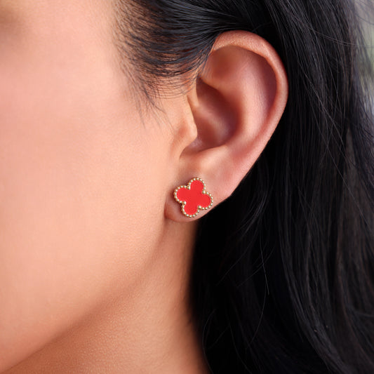 Red Clover Earrings - Gold