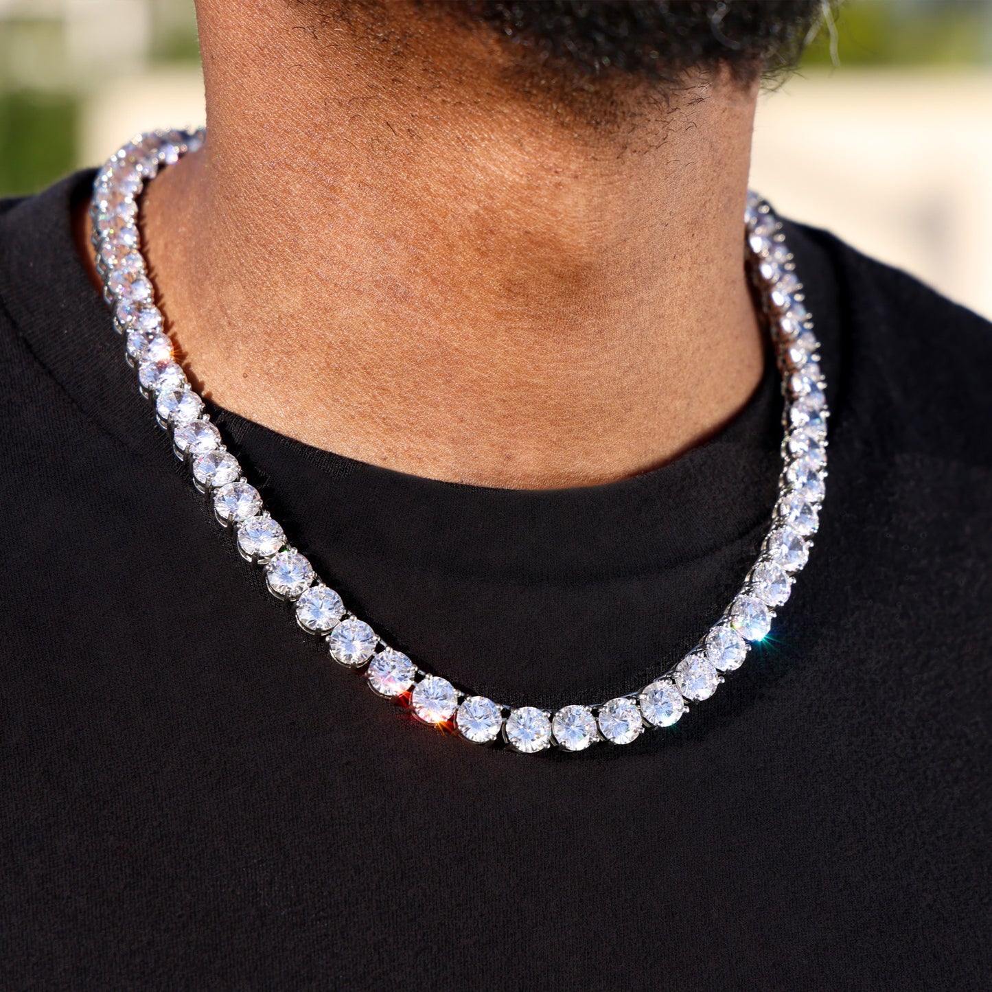 8mm Tennis Chain - White Gold