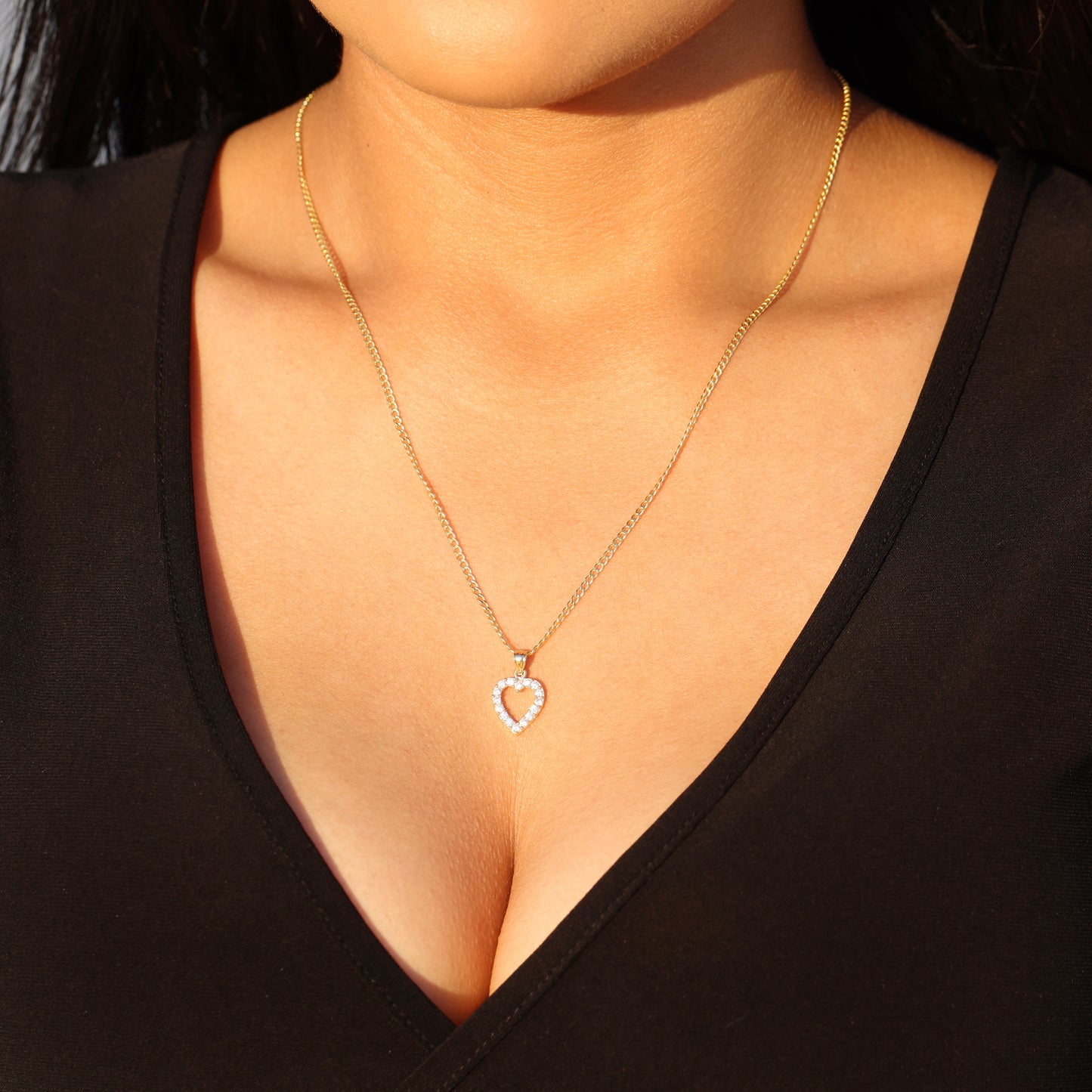 Small Iced Heart Pendant - 10k Gold