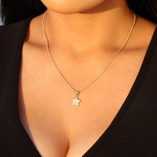Small Hibiscus Flower Pendant - 14k Gold