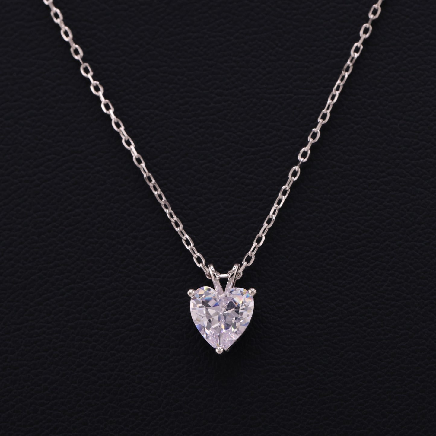 Small Heart CZ Necklace - 925 Silver