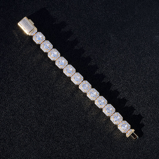 12mm Clustered Tennis Bracelet - Gold