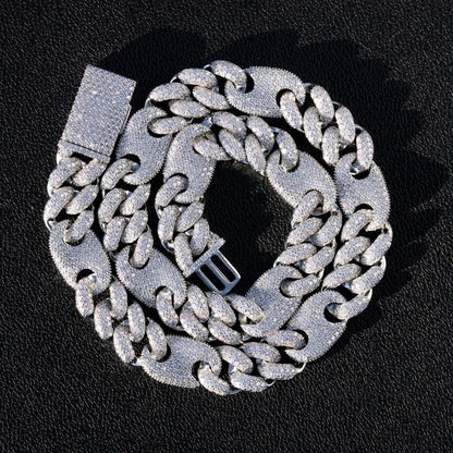 16mm Designer Cuban Link Diamond Chain - White Gold