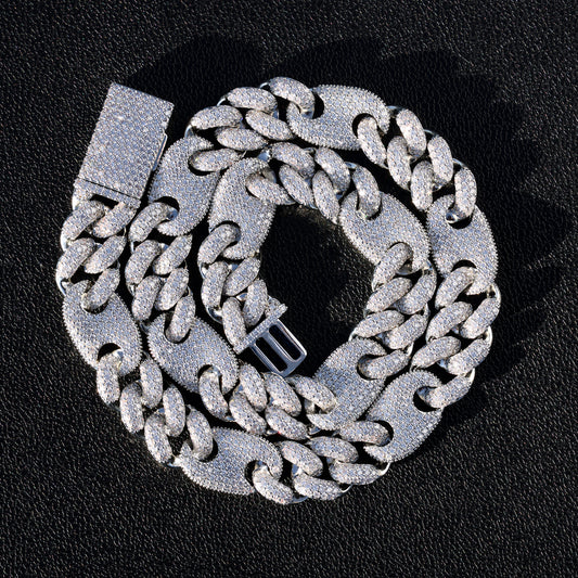 16mm Designer Cuban Link Diamond Chain - White Gold