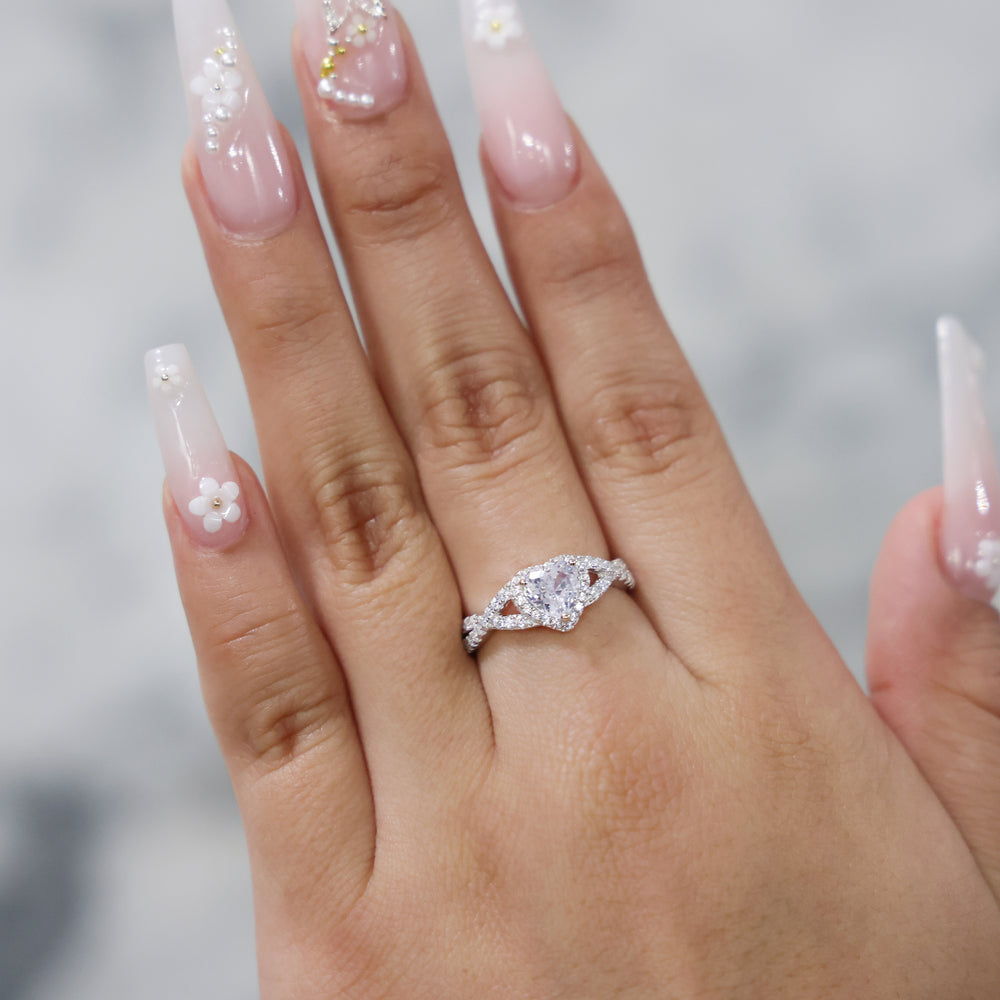 Heart Infinity CZ Diamond Ring - 925 Silver