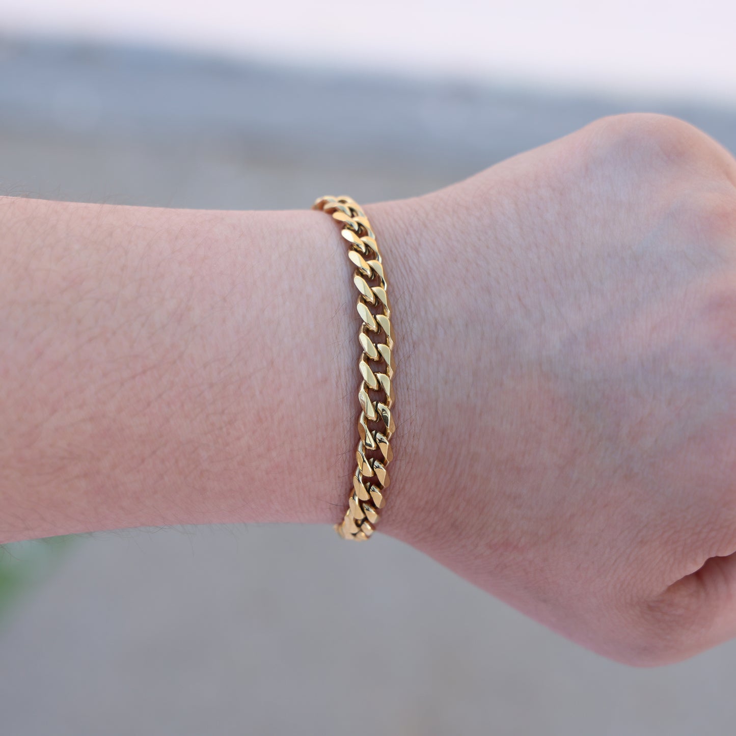 7mm Cuban Curb Bracelet - Gold