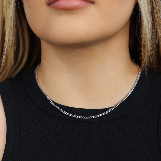 3mm Cuban Curb Necklace - Stainless