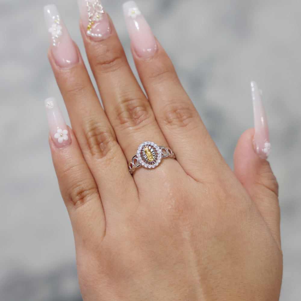 Lady of Guadalupe 2 Tone Ring - 925 Silver