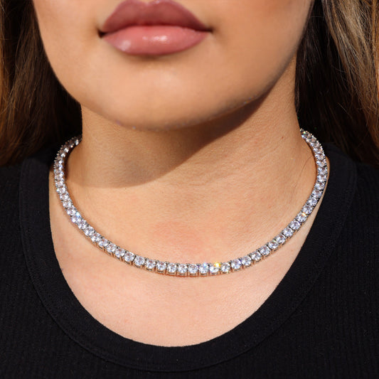 5mm Tennis Necklace - White Gold