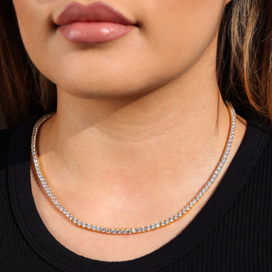 3mm Tennis Necklace - Gold