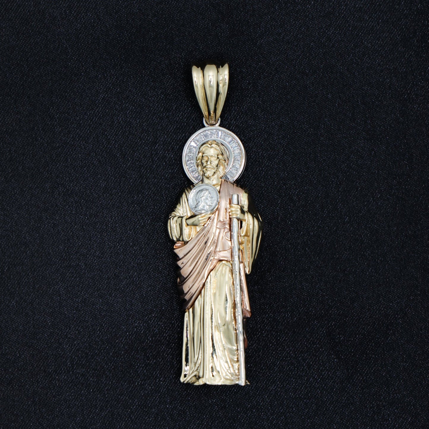 3D San Judas 3-Tone Pendant - 14k Gold