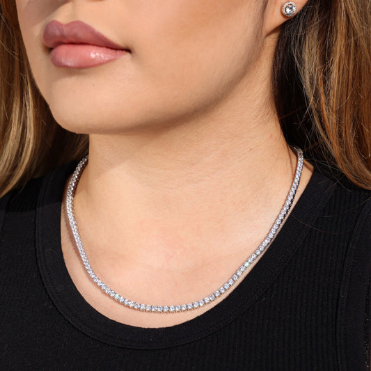 3mm Tennis Necklace - White Gold