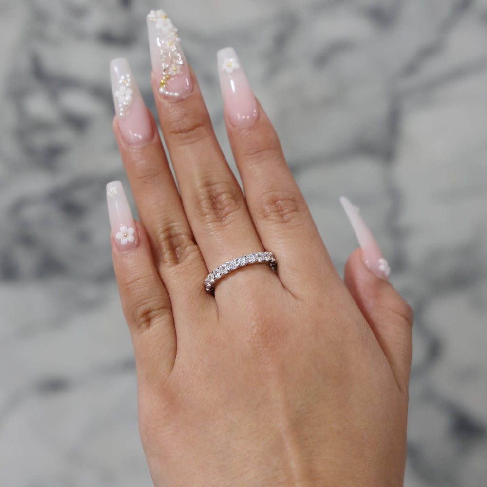 4mm Eternity CZ Diamond Ring - 925 Silver