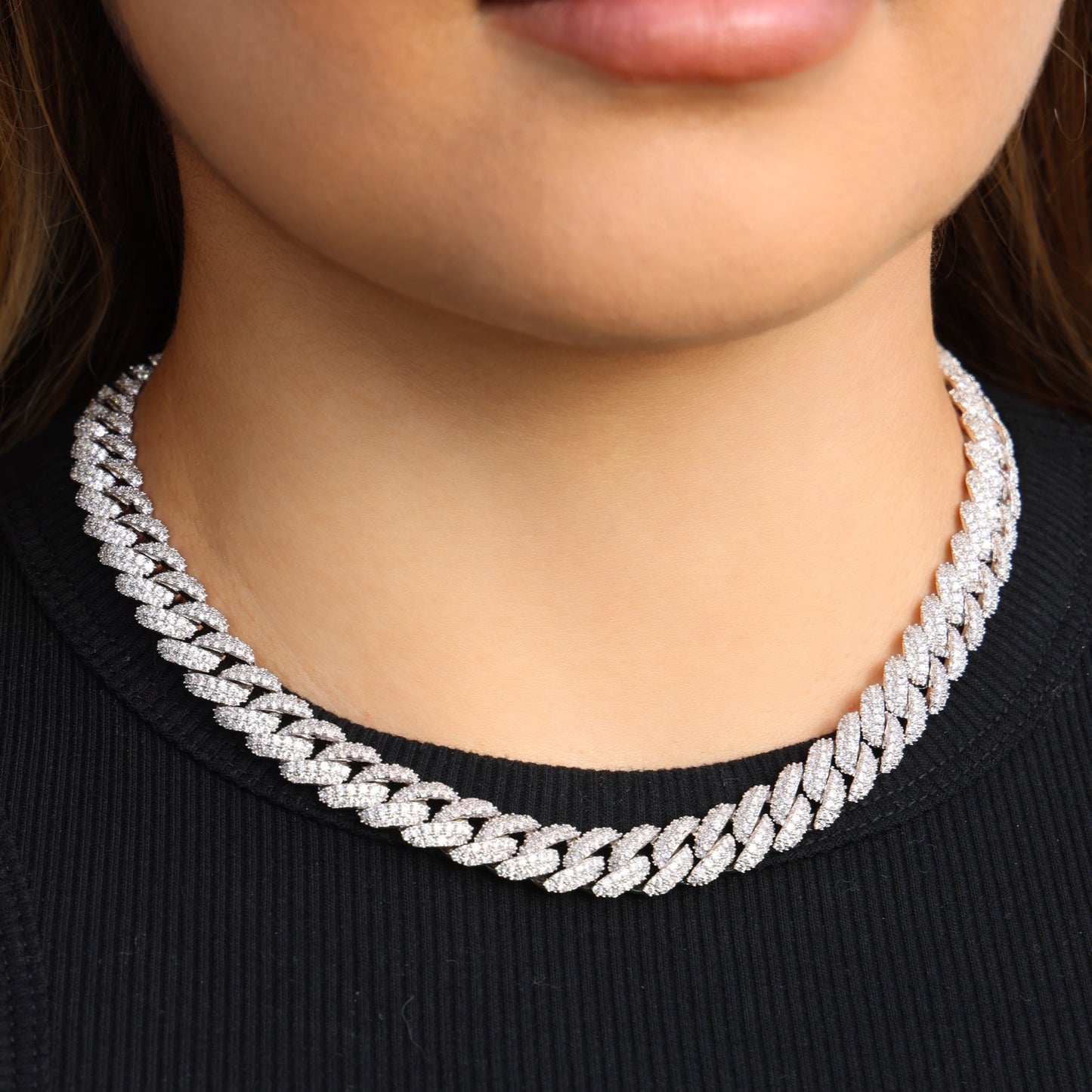 10mm Iced Out Cuban Necklace - White Gold