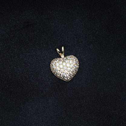 Small Iced Heart Pendant - 14k Gold