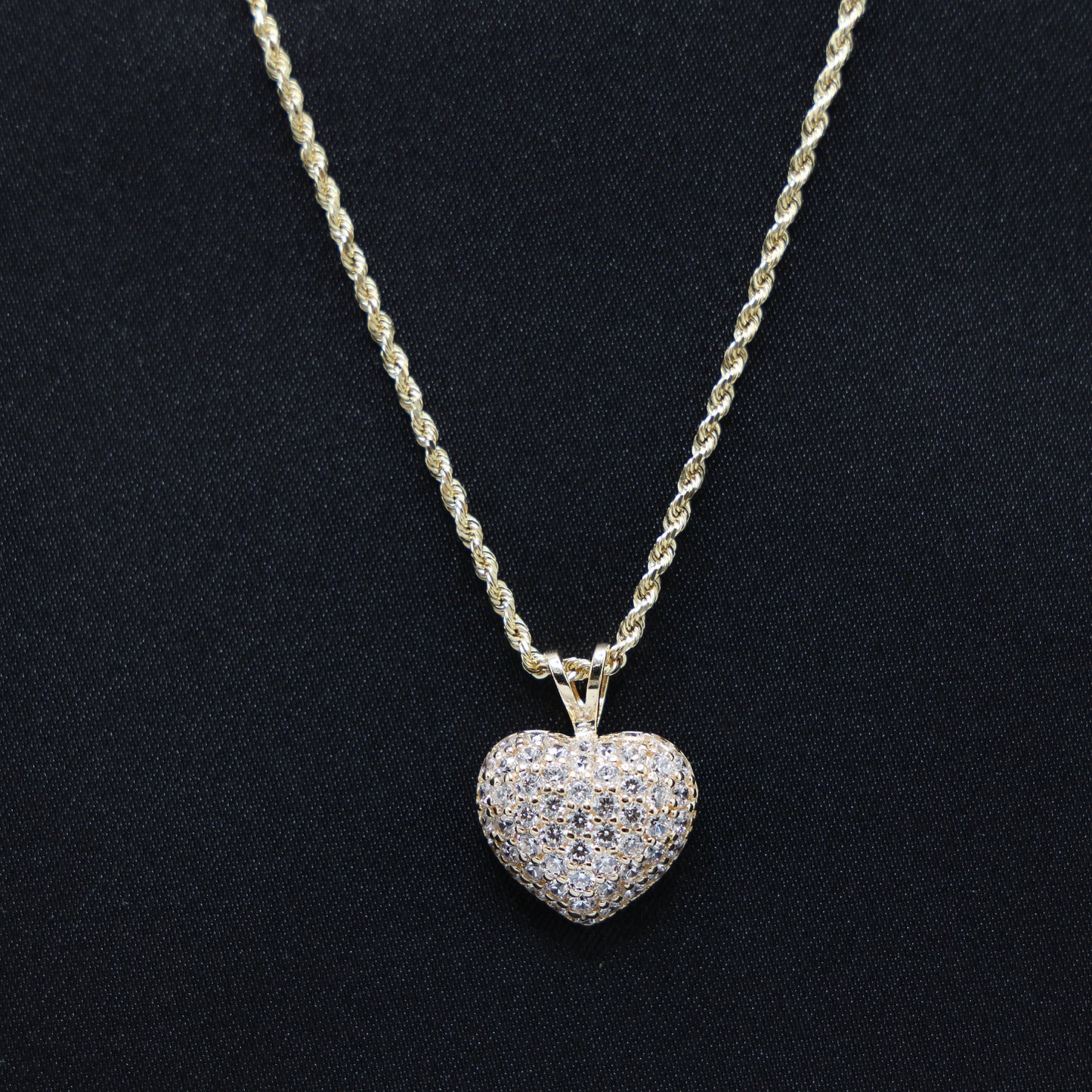 Small Iced Heart Pendant - 14k Gold