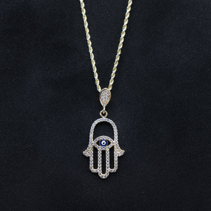 Evil Eye Hamsah Pendant - 14k Gold