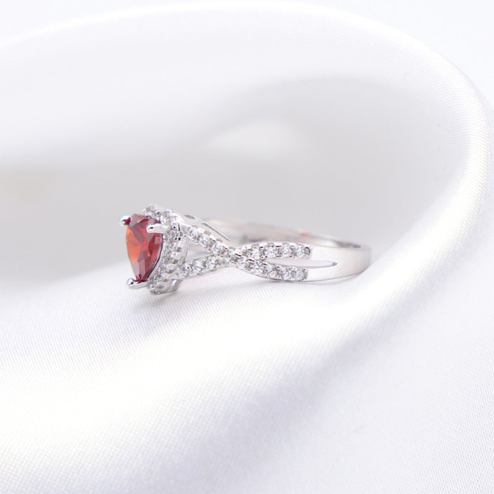 Red Heart Infinity CZ Diamond Ring - 925 Silver