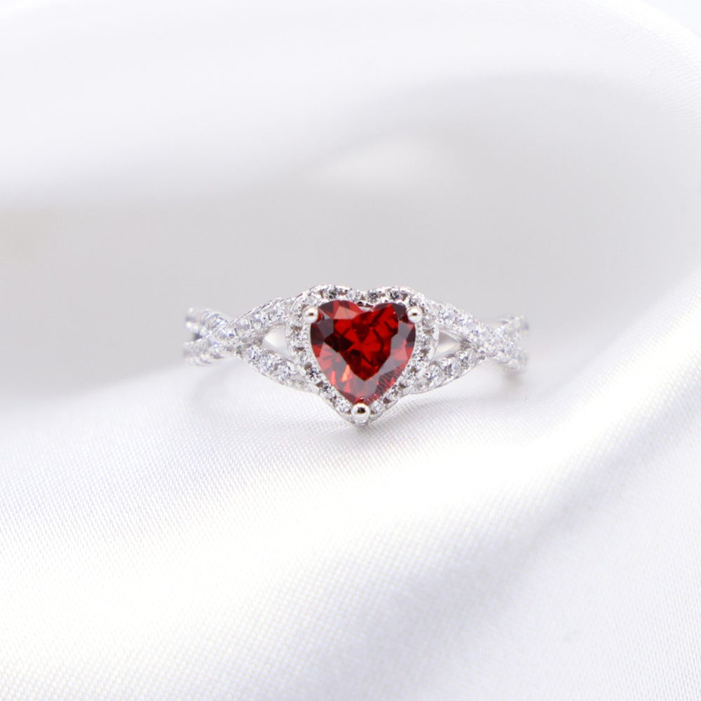Red Heart Infinity CZ Diamond Ring - 925 Silver