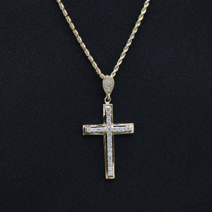 Iced Cross Pendant - 14k Gold