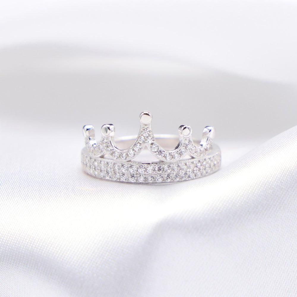 Iced Crown Ring - 925 Silver
