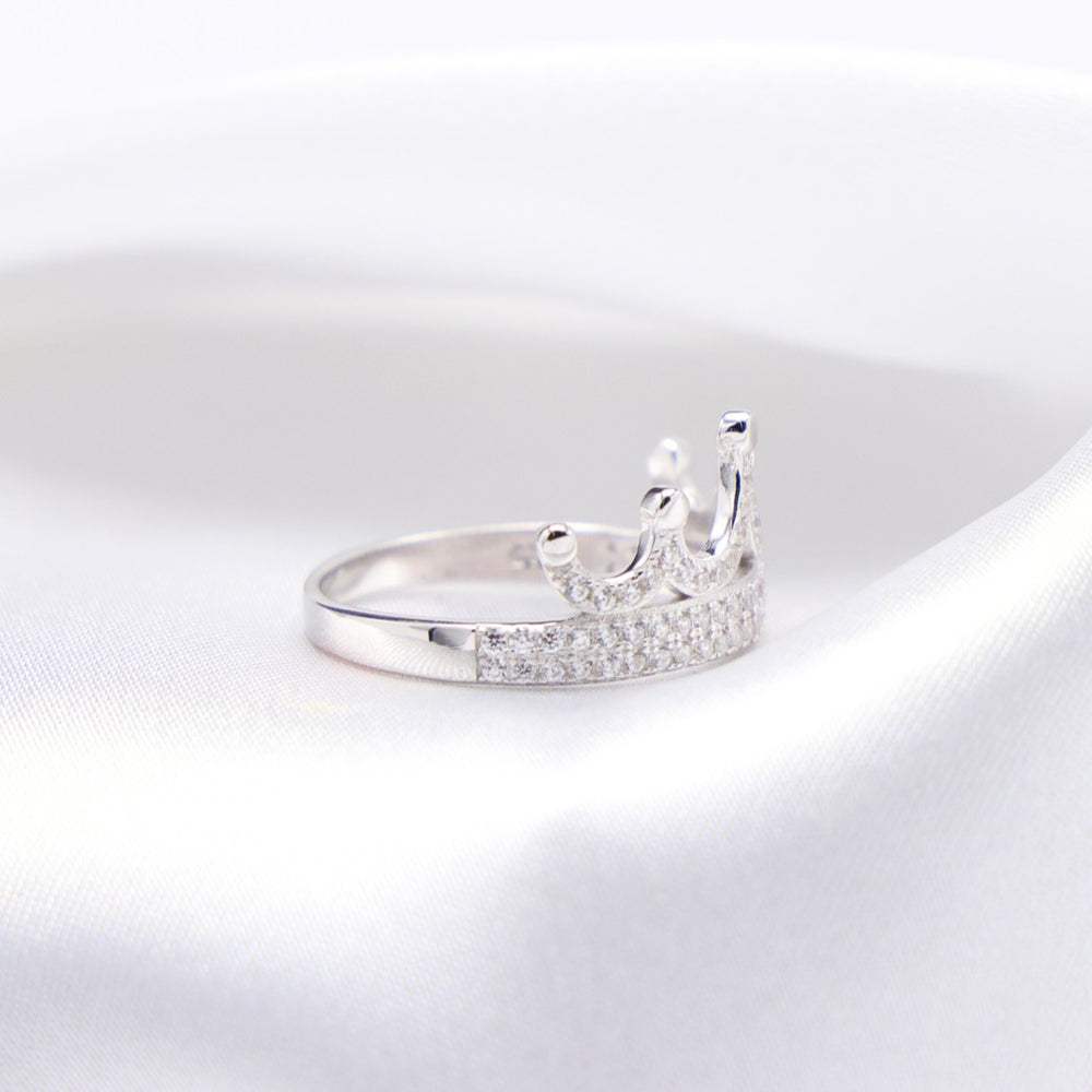 Iced Crown Ring - 925 Silver