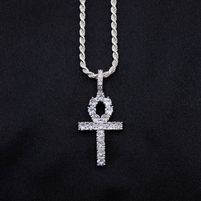 Diamond Ankh Cross Pendant - 925 Silver