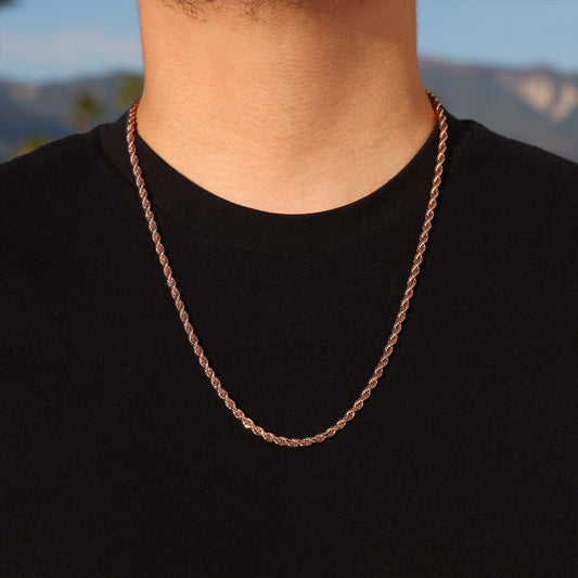 4mm Rope Chain - Rose Gold