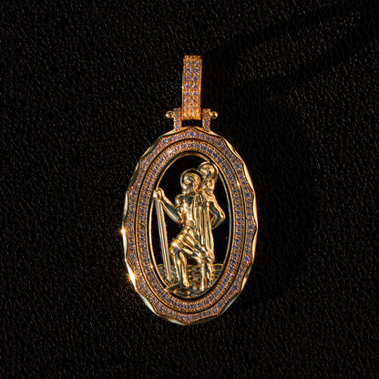 Iced Saint Michael Medallion Pendant - Gold