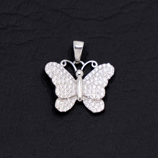 Iced Butterfly Pendant - 925 Silver